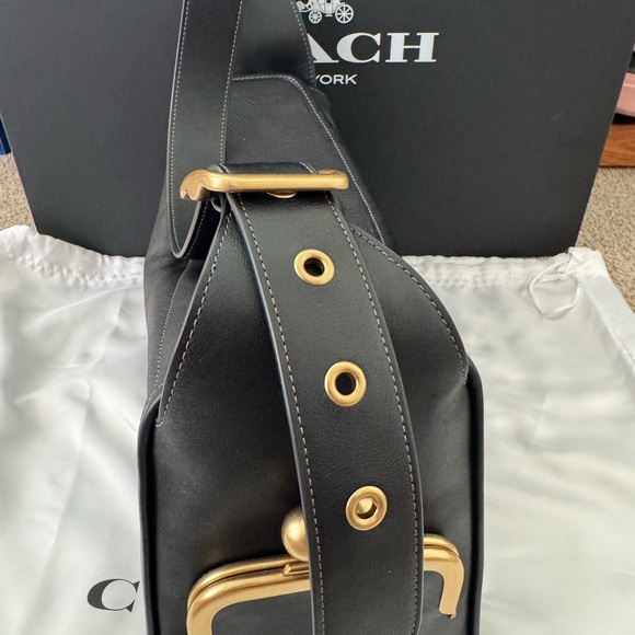 Coach Black Leather Haversack - Picture 11 of 14